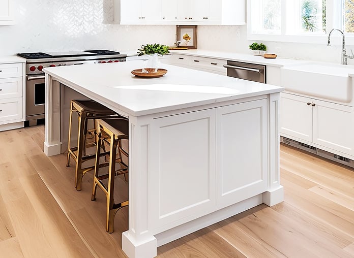 Kitchen island with a finished, matched end panel