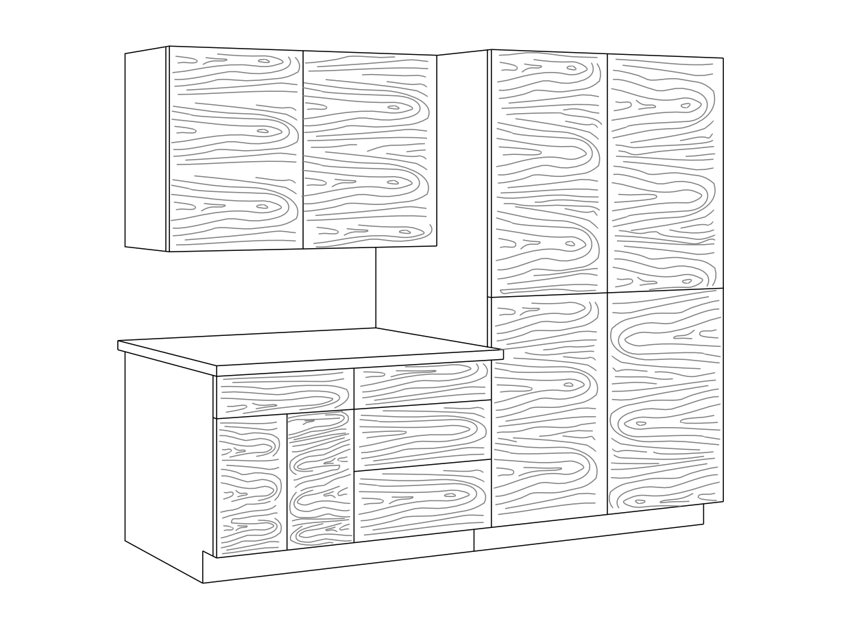 Horizontal cut grain direction diagram