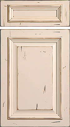 #102-01 Augustine PG White Dove w/Distressing Effect and Mocha Burnished Glaze 